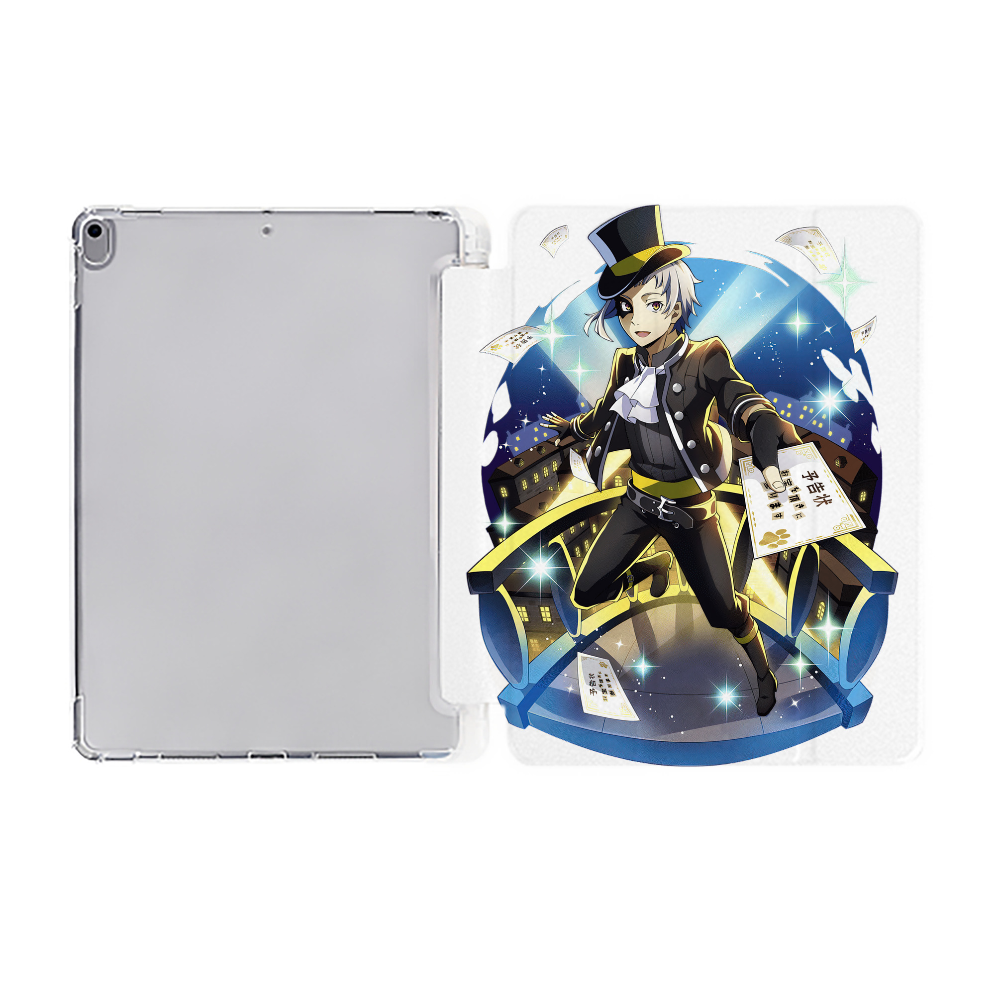 （画像用） 文豪ストレイドッグス Bungo Stray Dogs IPad ケース ペン収納付き 三つ折りスタンド PUレザー×シリコン 対応機種9.5/10.5/10.9インチ